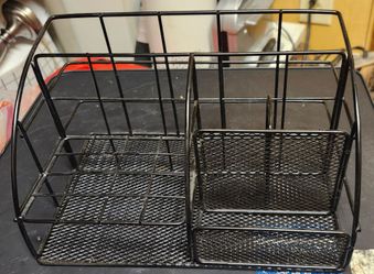 Black Metal Mesh Desk Organizer / Mail Caddy