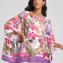 Chico’s Floral-Print Poncho Size L/ XL