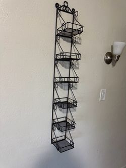 Metal Spice Rack CD Stand with 6 Metal Scroll Design Basket Shelves