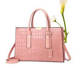 NWT Andrea’s Deals Elegant Crocodile Pattern Tote Bag, Pink