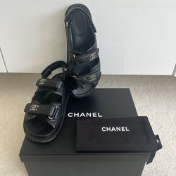 Chanel Dad Sandals Leather Black 39 EU