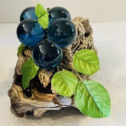 MCM Lucite Grapes On Large Driftwood-UV Reactive-Approximately 9" Long