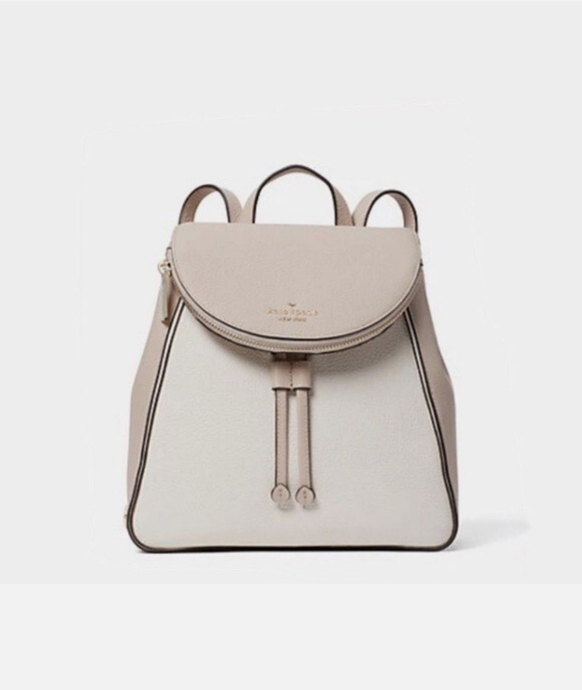 Kate Spade Leila Colorblock Drawstring Medium Flap Leather Backpack - Warm Beige