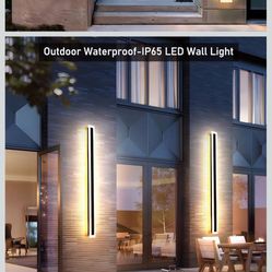 2Pack 23.6inch Long Outdoor Modern LED Wall Light,18W Waterproof IP65 Warm White 110V led Wall Mount Lighting Fixture Rectangular Black Wall Lights El