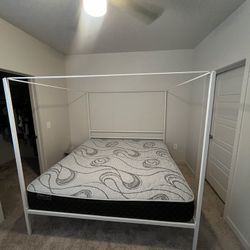 King Canopy Bed + Mattress