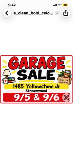 Garage sale today 9/5 & 9/6