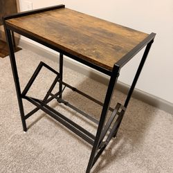 Table with book/record storage - steel frame wooden top