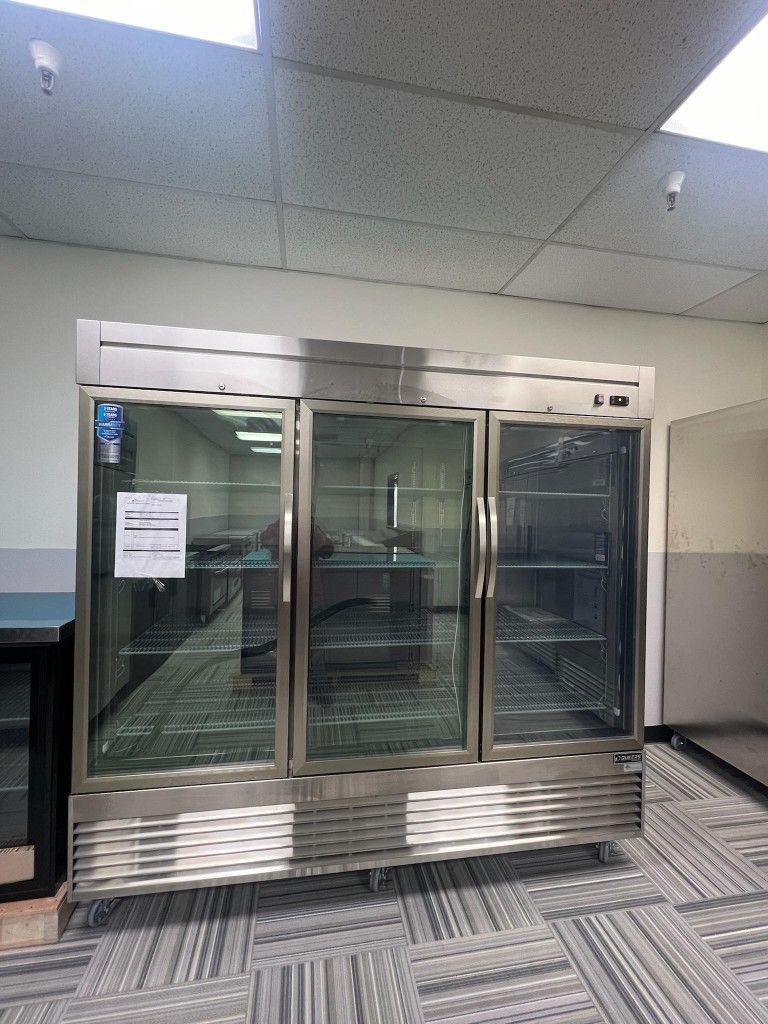 3 Door Stainless Steel With Glass Door Refrigerator