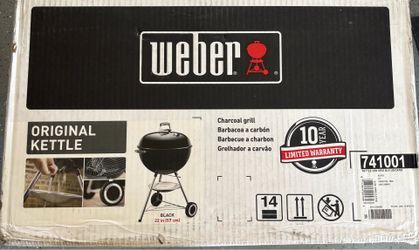 New in Box Original Kettle Charcoal Grill, 22-Inch, Black - Classic Outdoor BBQ Grill with New in Box 4-piece utensil set NIB