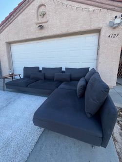 Sectional, 4-seat corner, with open end/Fridtuna dark gray