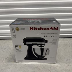 KitchenAid Deluxe Series 4.5 Quart Tilt-Head Stand Mixer with Stainless Bowl, Black Matte, KSM97BM
