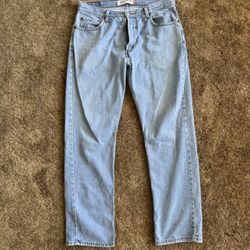 Levi's 505 regular fit, straight leg, light washed blue jeans; perfect condition