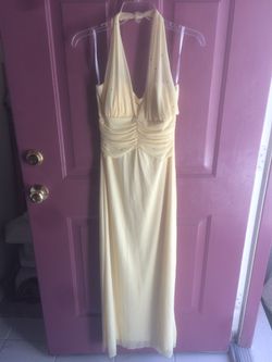 New Canary Yellow Halter Top Style Evening Gown/Prom Dress- Originally $60- Size L