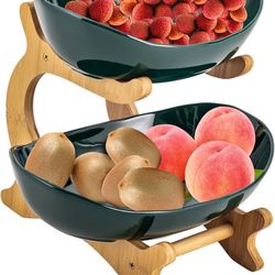 fruteros para cocina, 2 tier fruit basket tiered fruit basket small basket with Heightened Foot for, vegetables, cakes, snacks