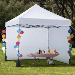 Commercial Canopy with 4 Removable Sidewalls/ Sandbags/Stakes/Ropes/Mesh Window, Bonus Wheeled Tent
