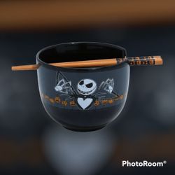 NEW IN BOX : NBC: Nightmare Before Christmas Jack Skellington : Ramen Bowl With Chopsticks : 20 Oz