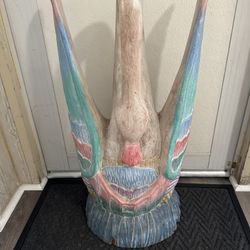 Vintage hand carved wooden swan sculpture