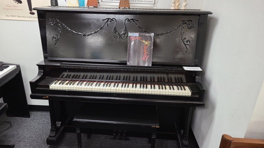 54" Upright Piano And Bench in Black