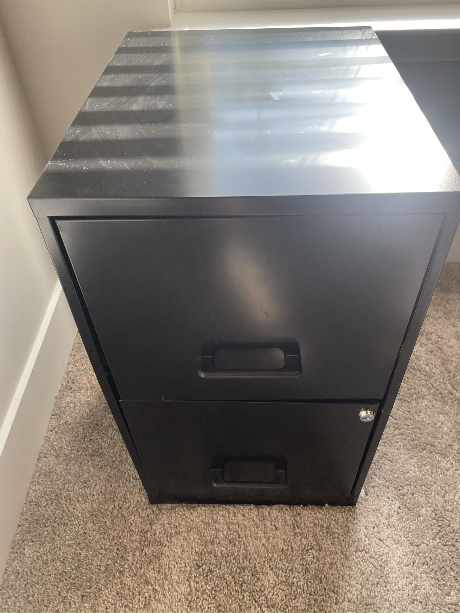 Deep 2-Drawer File Cabinet, Black