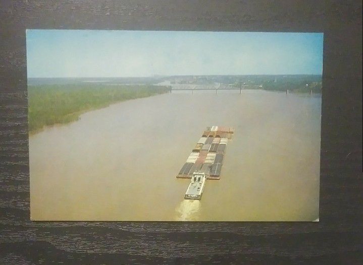 Towboat On the Mississippi 'ol Man River Deep South U.S. Corps Of Engineers Vintage Collectible Postcard Post Card PC