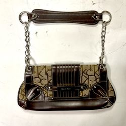 Rare Baguette Style Calvin Klein Leather/ Fabric Handbag