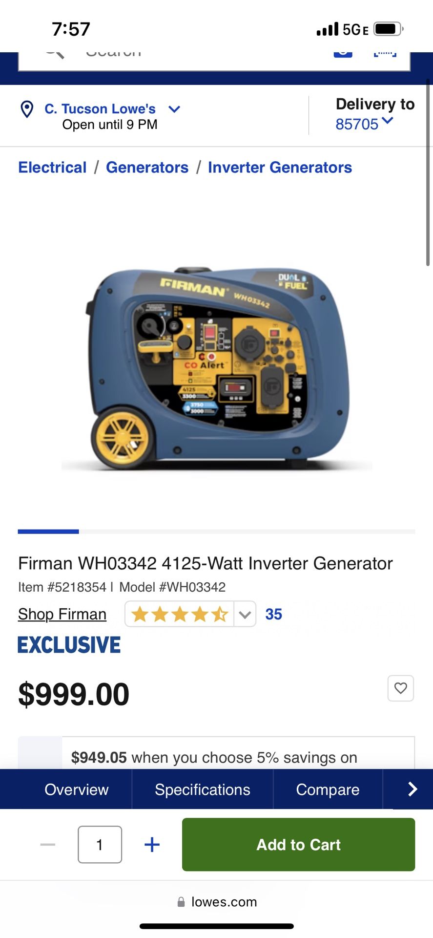 Firman Wh03342 Generator