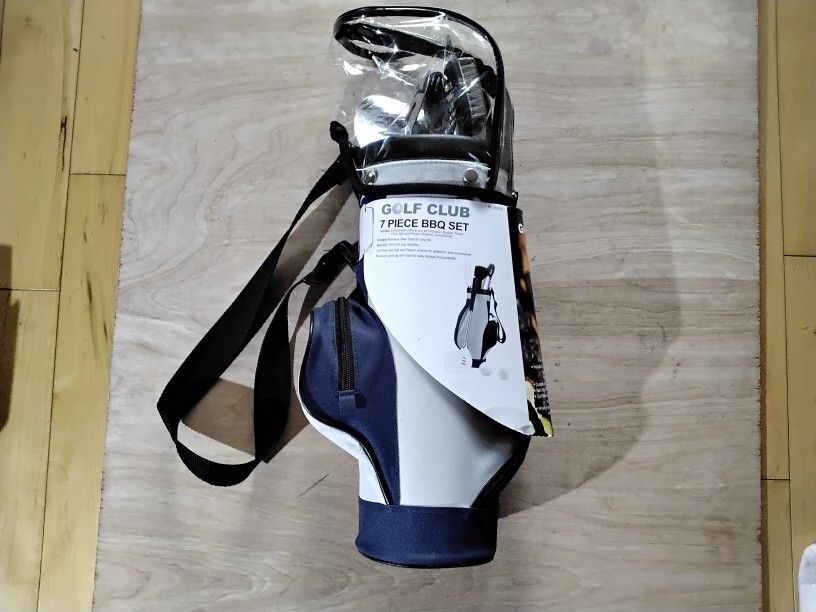 7 Piece Golf Club Barbecue Golf Club Bag Grill Set, Brand NEW, For The Golf Nut Who Has Everything
