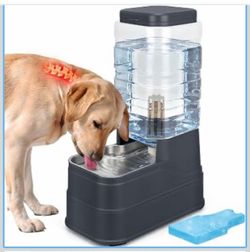 2.2 Gallon Pet Automatic Dog Water Dispenser Cat Gravity Waterer Feeder with Stainless Steel Bowl 8L Large Capacity Puppy Feeding Raised Bowls with Fi
