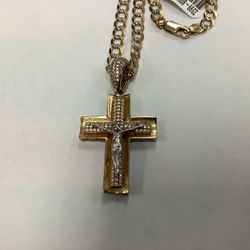 14k Cross Jesus Piece Link Pendant, 21g