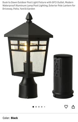 Moonlok Dusk to Dawn Outdoor Post Light Fixture with GFCI Outlet Black (set of 2)
