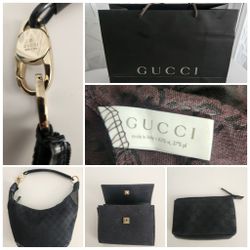 GUCCI Vintage RARE monogram pattern in black Shoulder Bag, Wallet & Clutch all made in Italy with Serial Numbers