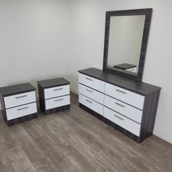 Dresser With Mirror And Nightstands 