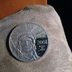 2001 Liberty 100 Coin. Silver Platinum Plated