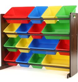Toy storage container with 16 removable storage bins