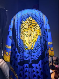 💈 Blue & Gold Medusa Barber Cape