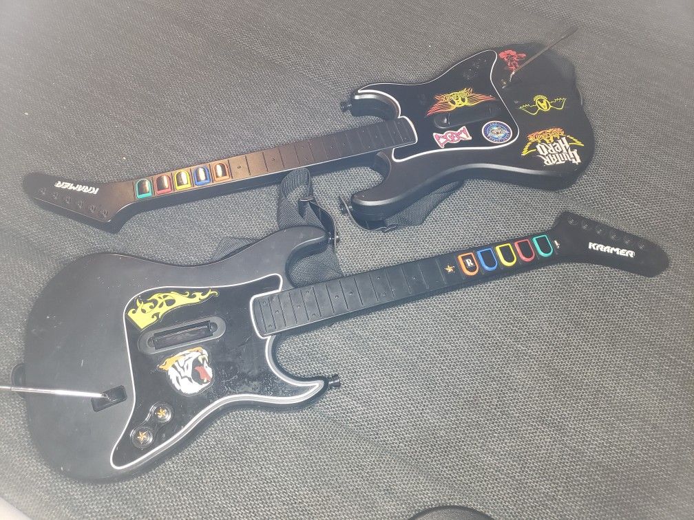 Lot of 2 Guitar Hero Kramer Striker Octane Wireless PS2 No Dongle