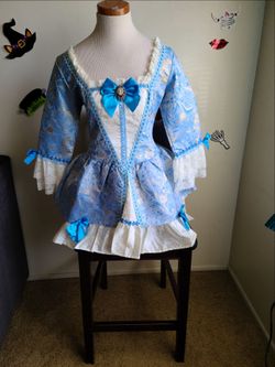 Blue Brocade Rococo Lolita Costume Dress