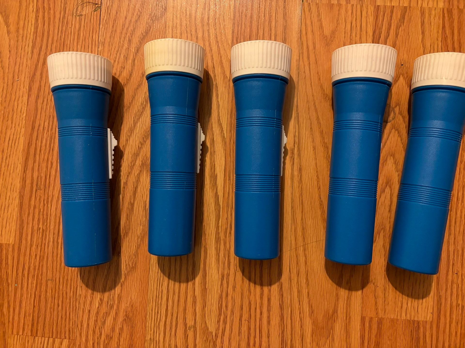 5 Blue Flashlights