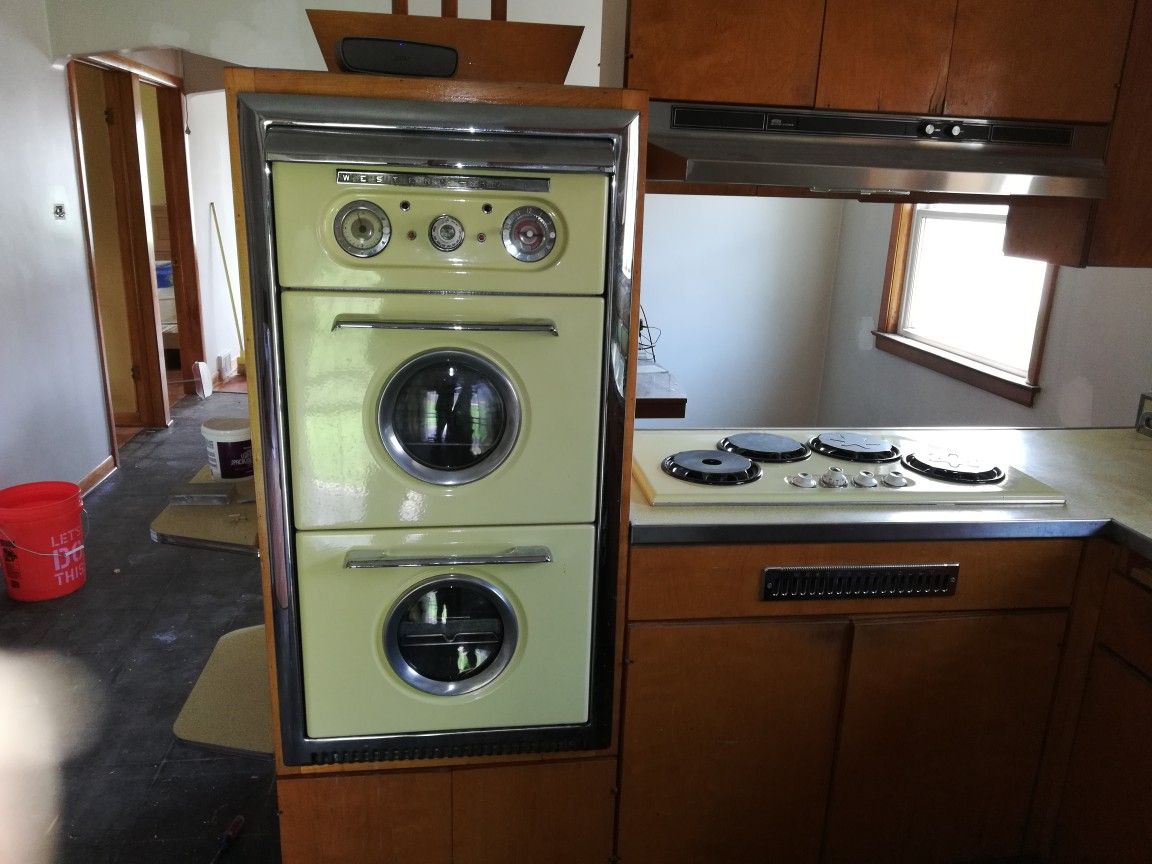 1954 Western Holly Double oven with range, and stainless hood