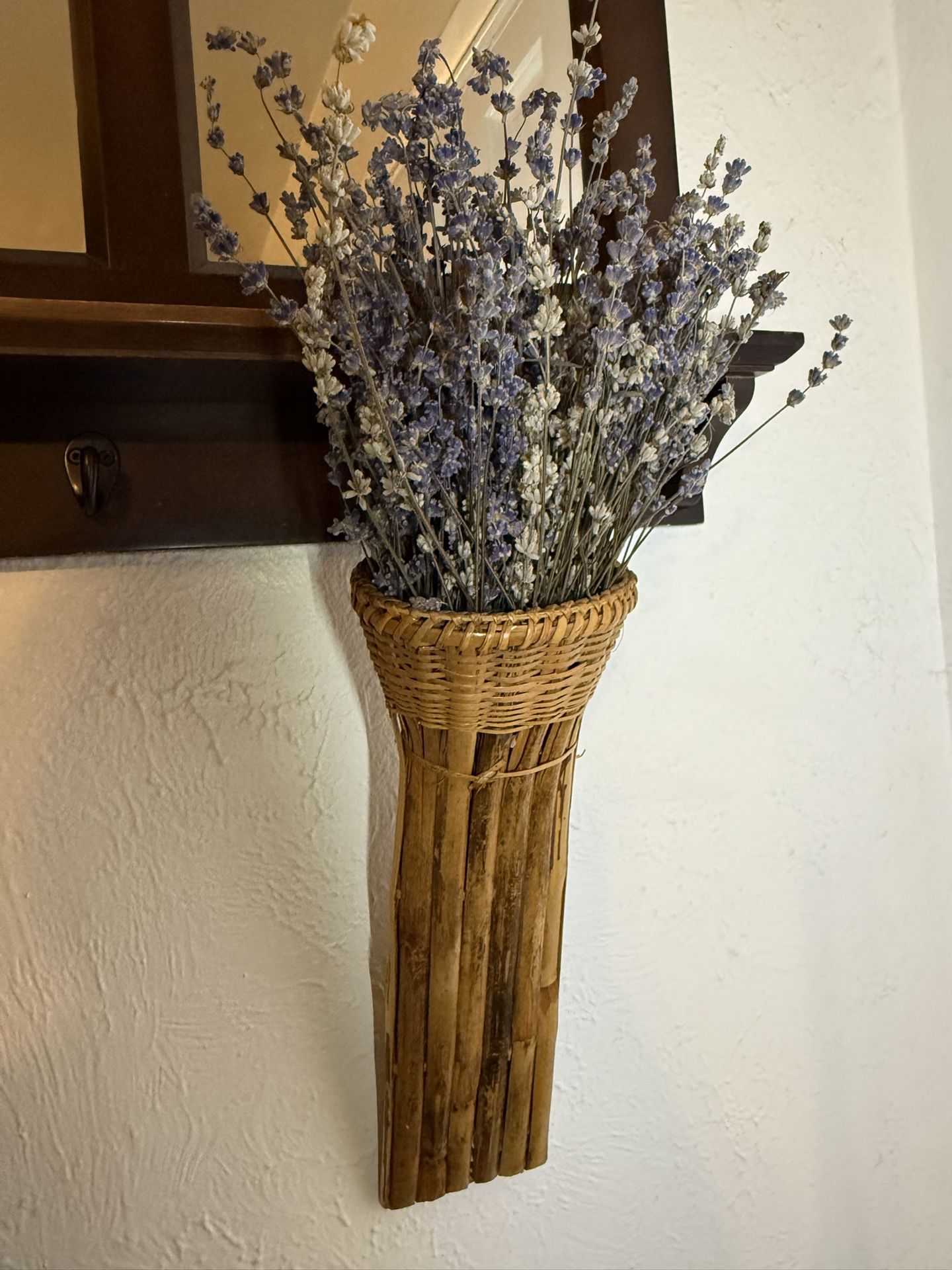 Vintage Bamboo Knife Sheath Woven Wall Basket