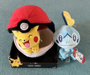 Pokémon Pikachu and Zippered Poke Ball by Tomy plus Sobble Plush Figure