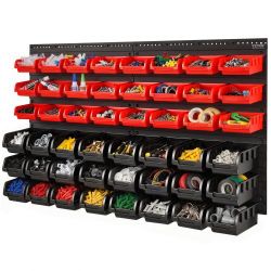 VEVOR Wall Mounted Storage Bins, 48-Bin Parts Rack Organizer Garage Plastic Shop Tool