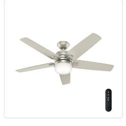 52" Wifi Enabled Ceiling Fans With Remote Control In Matte Nickel 