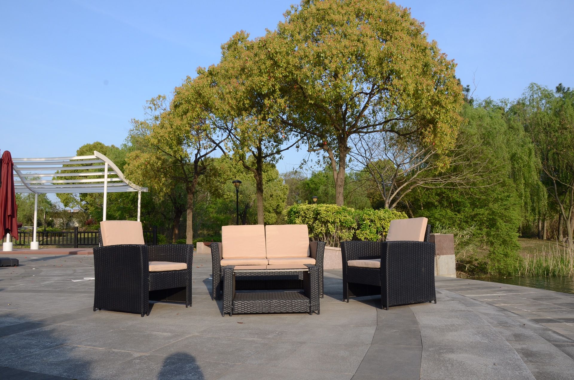 Bamboo Outdoor Garden Furnitures Set Buy One Set Get FREE Full Metal Table.