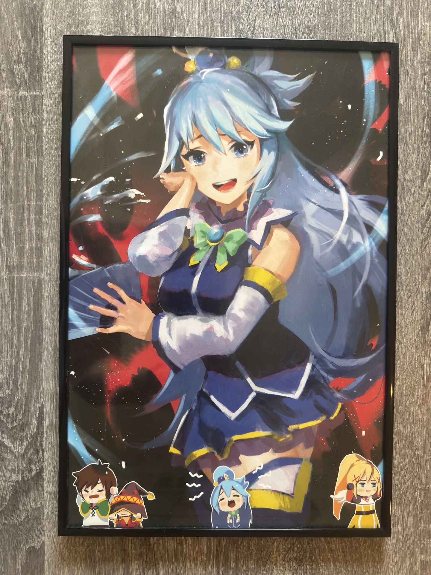 Aqua-Konosuba Anime Wall Art - 12X18 Framed Poster
