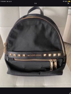 MICHEAL KORS KENLY BLACK AND GOLD MEDIUM  BACKPACK