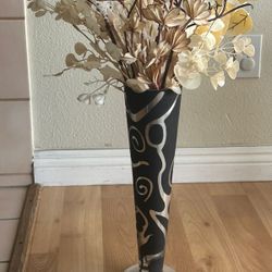 Brown Vase With Florals 