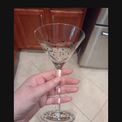 Set Of 4 Martini Glasses, Confetti Pattern