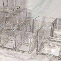 Clear Glass Cube Vases – Heavy-Duty – Wedding, Floral or Event Decor