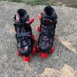 Roller Derby Trac Star Youth Boys Adj Skates 12- 2 Black & Red Indoor Outdoor